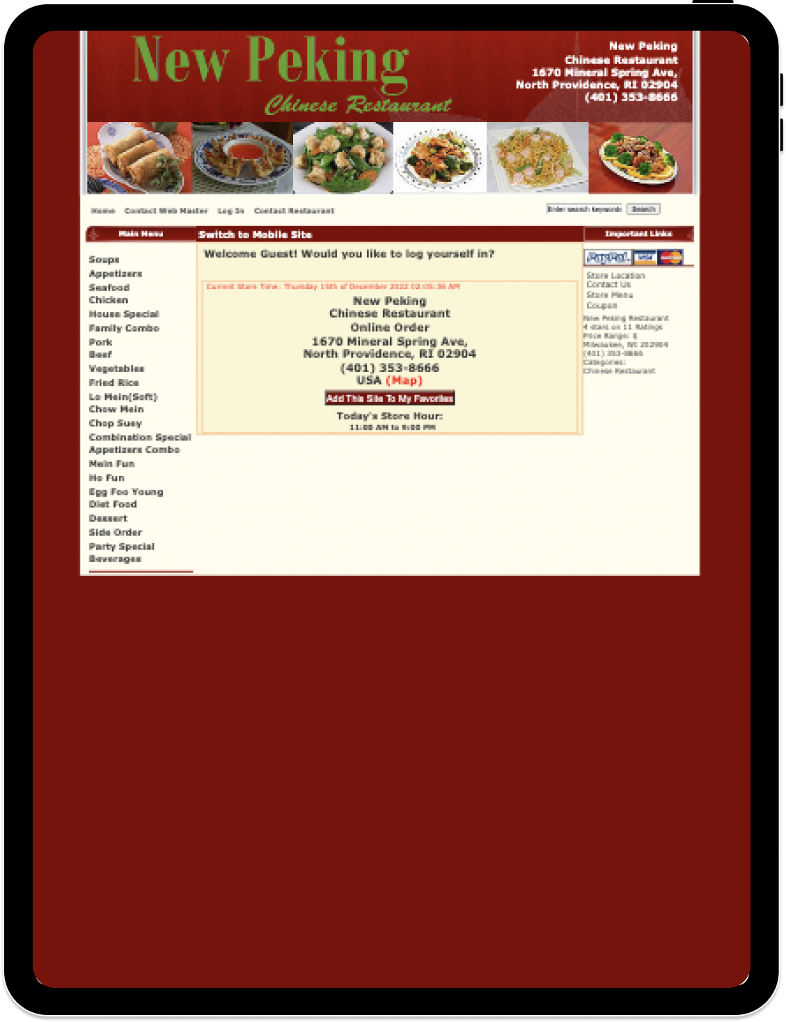 original website but on a phone screen