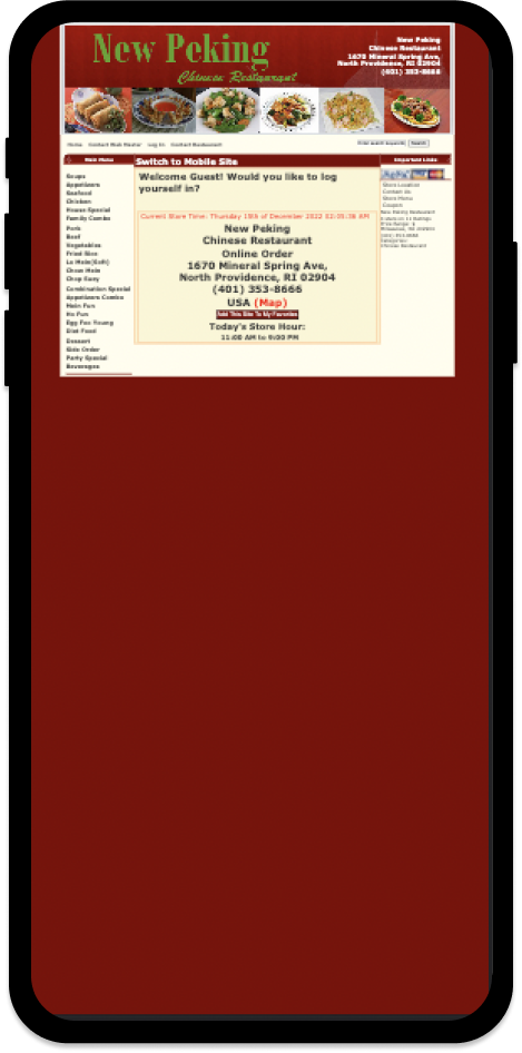 original website but on a phone screen