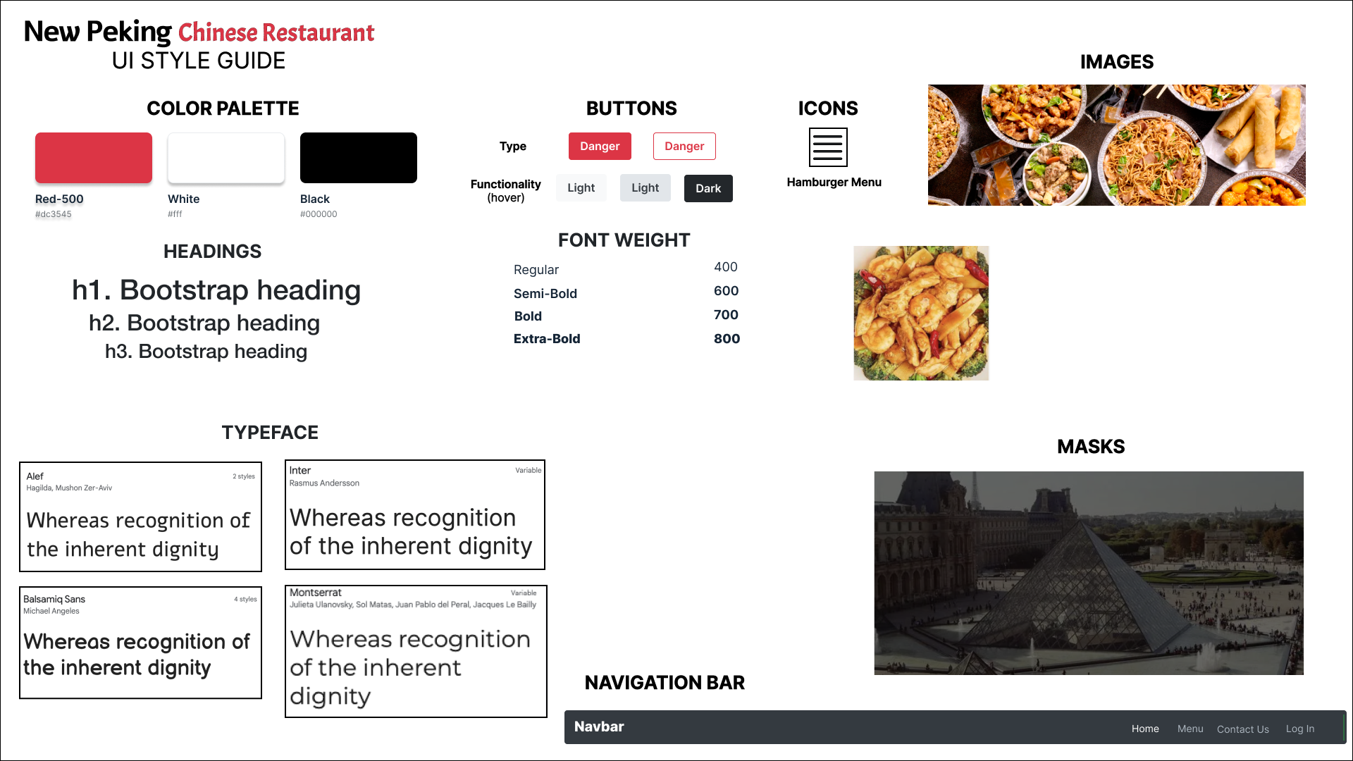 a visual style guide describing all of the components that I used in the redesigned website